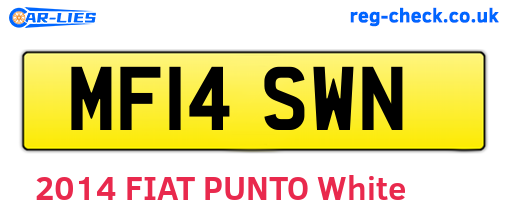 MF14SWN are the vehicle registration plates.