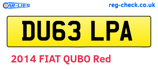 DU63LPA are the vehicle registration plates.
