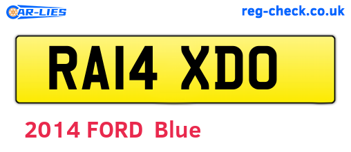 RA14XDO are the vehicle registration plates.