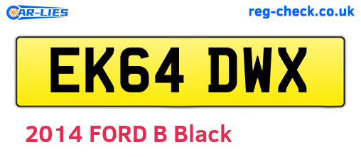 EK64DWX are the vehicle registration plates.