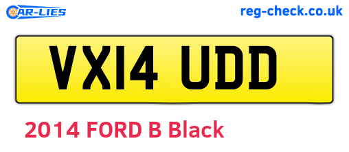 VX14UDD are the vehicle registration plates.