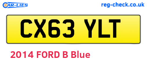 CX63YLT are the vehicle registration plates.