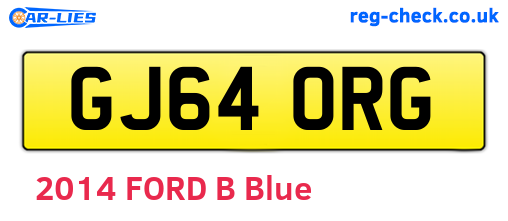 GJ64ORG are the vehicle registration plates.
