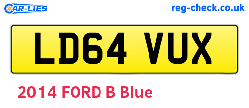 LD64VUX are the vehicle registration plates.