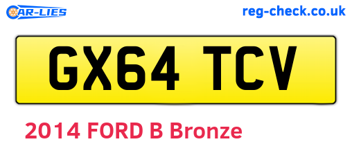 GX64TCV are the vehicle registration plates.