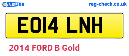 EO14LNH are the vehicle registration plates.
