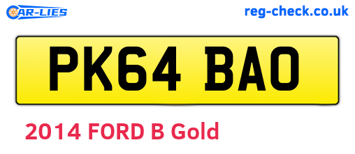 PK64BAO are the vehicle registration plates.