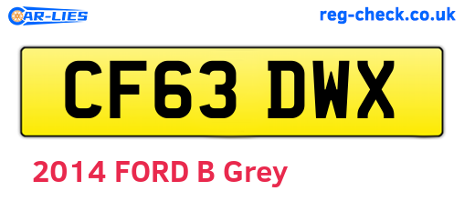 CF63DWX are the vehicle registration plates.