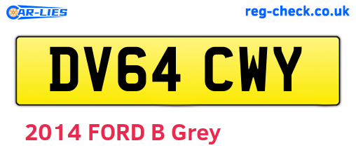 DV64CWY are the vehicle registration plates.