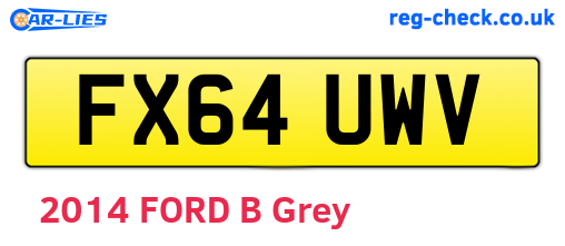 FX64UWV are the vehicle registration plates.