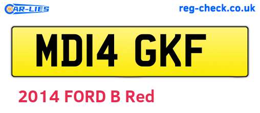 MD14GKF are the vehicle registration plates.