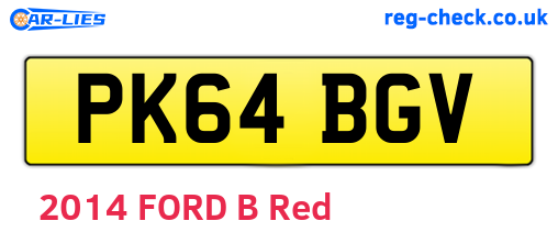 PK64BGV are the vehicle registration plates.