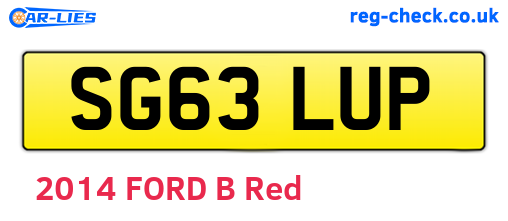 SG63LUP are the vehicle registration plates.
