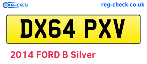 DX64PXV are the vehicle registration plates.