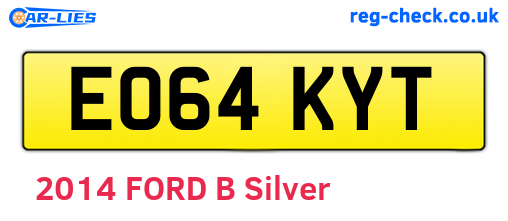 EO64KYT are the vehicle registration plates.