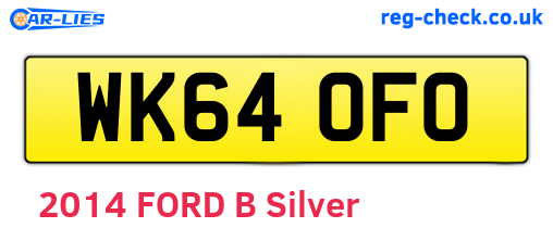 WK64OFO are the vehicle registration plates.