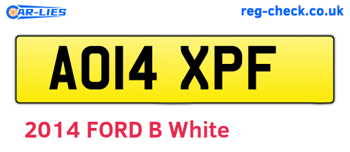 AO14XPF are the vehicle registration plates.