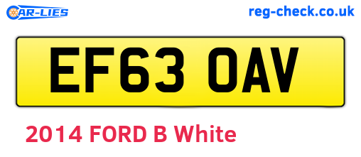 EF63OAV are the vehicle registration plates.