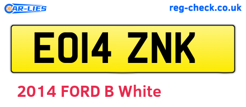 EO14ZNK are the vehicle registration plates.