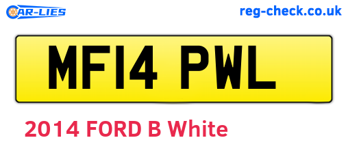MF14PWL are the vehicle registration plates.