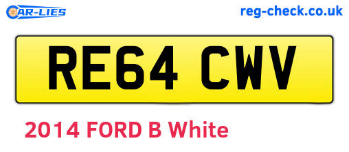RE64CWV are the vehicle registration plates.