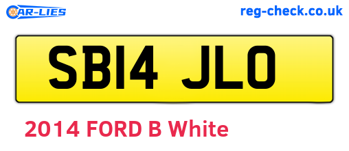 SB14JLO are the vehicle registration plates.