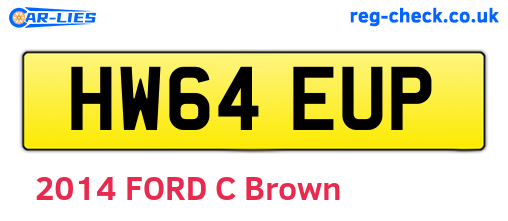 HW64EUP are the vehicle registration plates.