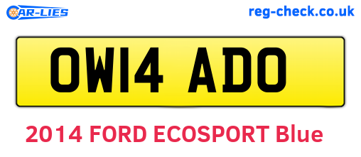 OW14ADO are the vehicle registration plates.