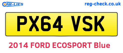 PX64VSK are the vehicle registration plates.