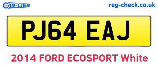 PJ64EAJ are the vehicle registration plates.