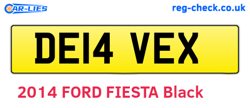 DE14VEX are the vehicle registration plates.
