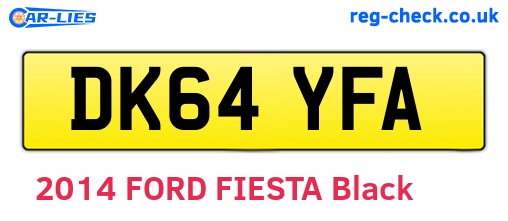 DK64YFA are the vehicle registration plates.