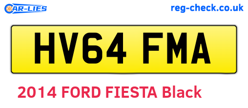 HV64FMA are the vehicle registration plates.