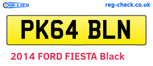 PK64BLN are the vehicle registration plates.
