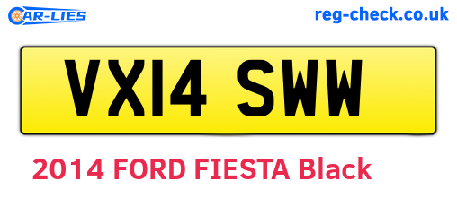VX14SWW are the vehicle registration plates.