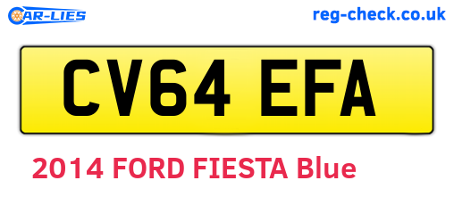 CV64EFA are the vehicle registration plates.
