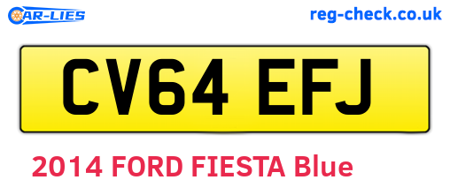 CV64EFJ are the vehicle registration plates.