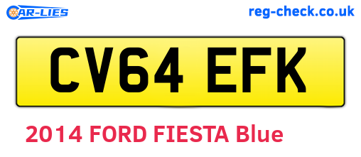 CV64EFK are the vehicle registration plates.