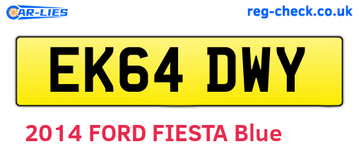 EK64DWY are the vehicle registration plates.