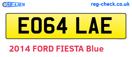 EO64LAE are the vehicle registration plates.