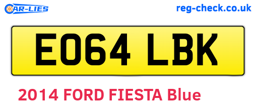 EO64LBK are the vehicle registration plates.