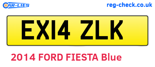EX14ZLK are the vehicle registration plates.