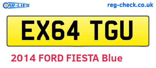EX64TGU are the vehicle registration plates.