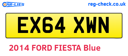 EX64XWN are the vehicle registration plates.