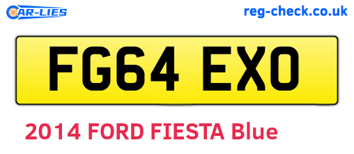 FG64EXO are the vehicle registration plates.