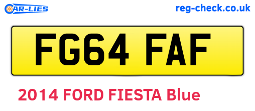 FG64FAF are the vehicle registration plates.