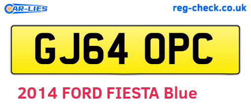 GJ64OPC are the vehicle registration plates.