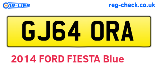 GJ64ORA are the vehicle registration plates.