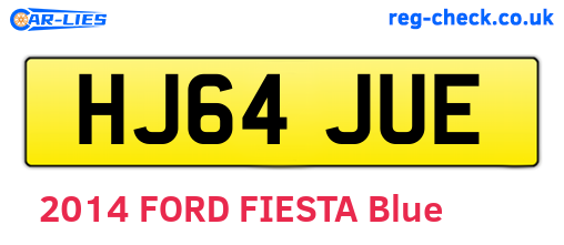 HJ64JUE are the vehicle registration plates.