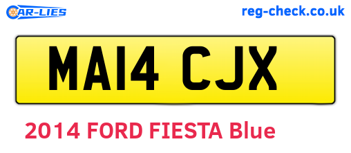 MA14CJX are the vehicle registration plates.